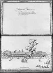 Calafateando una galera, vigésima demostración, lámina 21, ilustración de 
